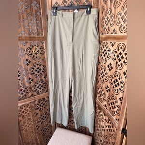 Sage green straight leg trousers